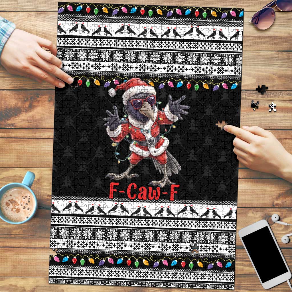 F Caw F Raven Christmas Puzzle Funny Santa Crow - Wonder Print Shop
