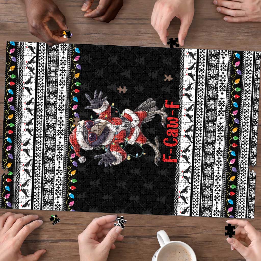 F Caw F Raven Christmas Puzzle Funny Santa Crow - Wonder Print Shop