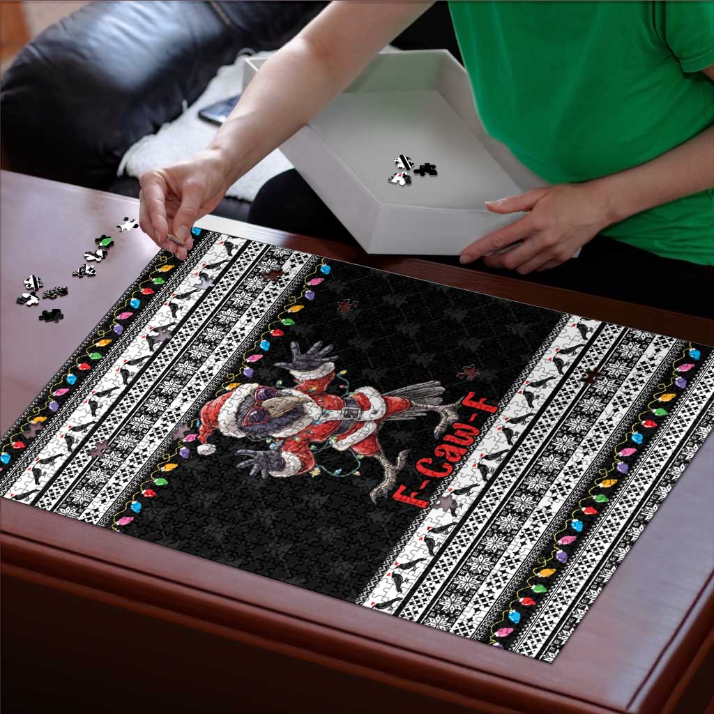 F Caw F Raven Christmas Puzzle Funny Santa Crow - Wonder Print Shop