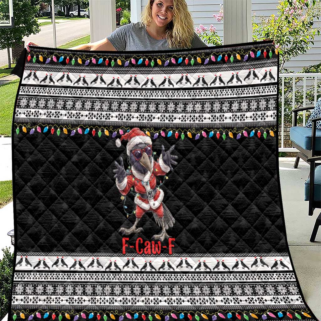 F Caw F Raven Christmas Quilt Funny Santa Crow - Wonder Print Shop