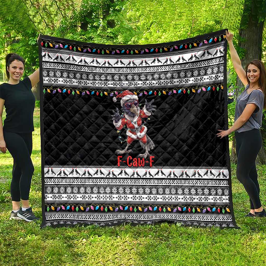 F Caw F Raven Christmas Quilt Funny Santa Crow - Wonder Print Shop