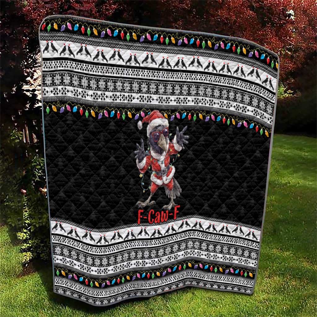 F Caw F Raven Christmas Quilt Funny Santa Crow - Wonder Print Shop