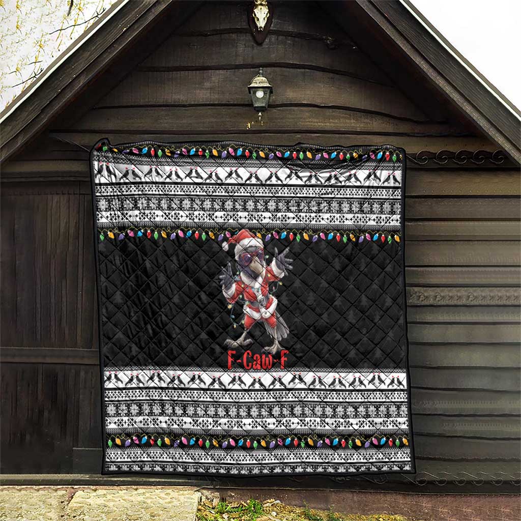 F Caw F Raven Christmas Quilt Funny Santa Crow - Wonder Print Shop
