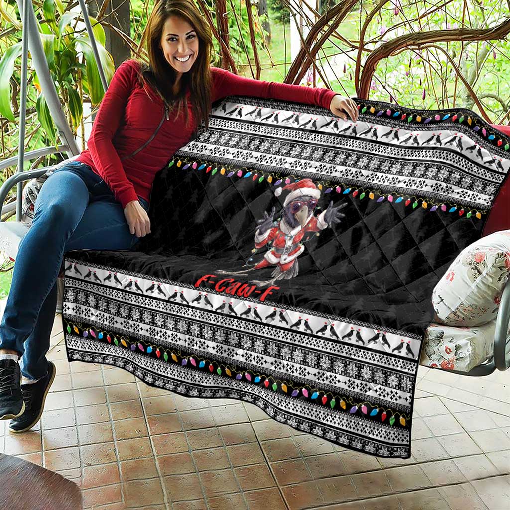 F Caw F Raven Christmas Quilt Funny Santa Crow - Wonder Print Shop