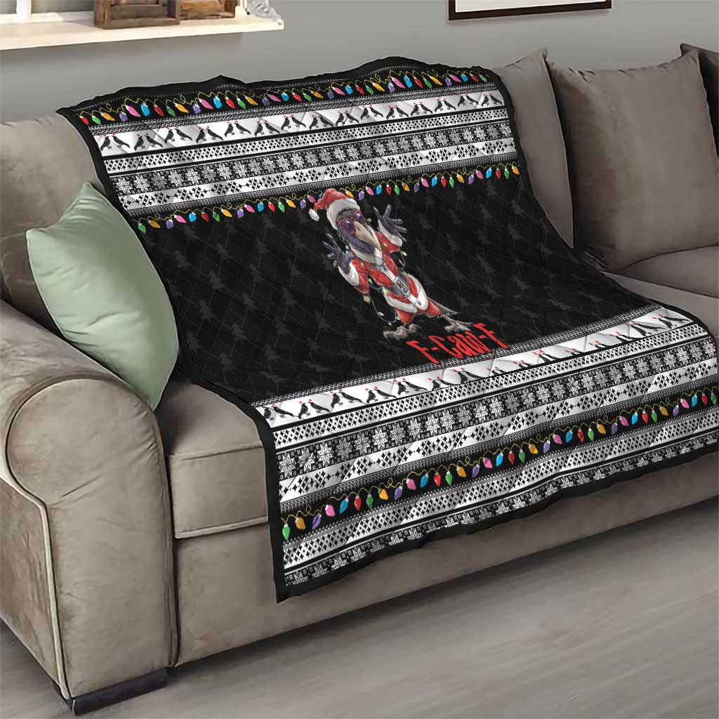 F Caw F Raven Christmas Quilt Funny Santa Crow - Wonder Print Shop