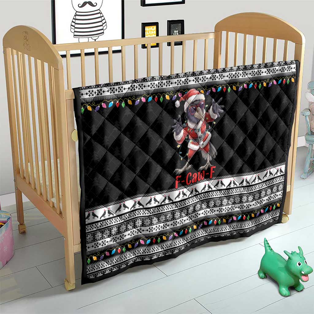 F Caw F Raven Christmas Quilt Funny Santa Crow - Wonder Print Shop