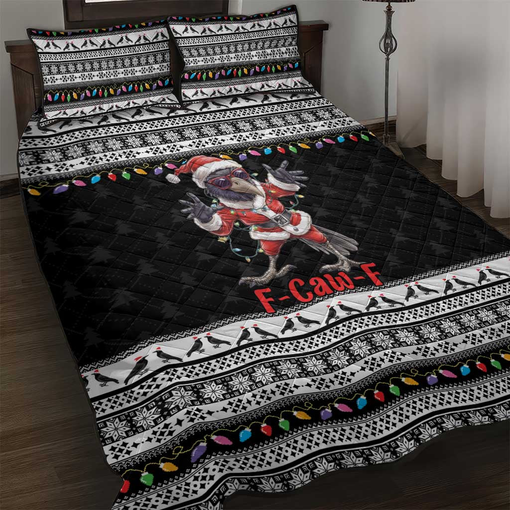 F Caw F Raven Christmas Quilt Bed Set Funny Santa Crow - Wonder Print Shop