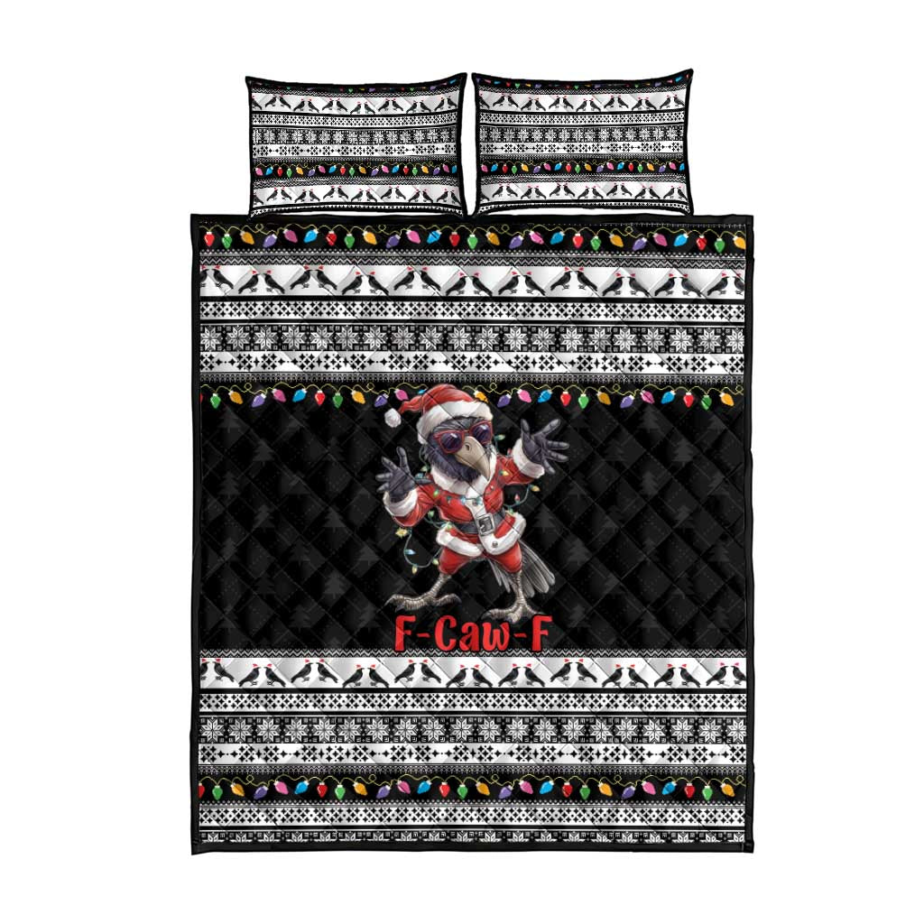 F Caw F Raven Christmas Quilt Bed Set Funny Santa Crow - Wonder Print Shop