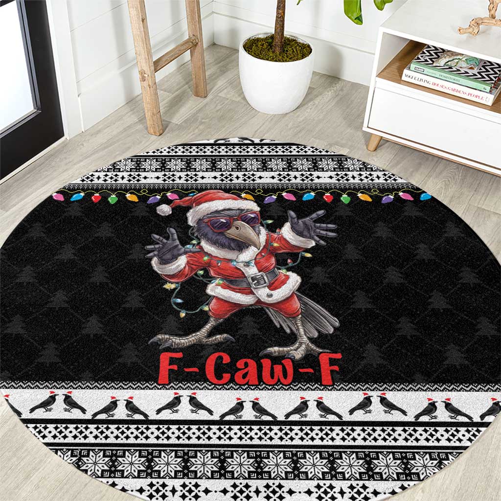 F Caw F Raven Christmas Round Carpet Funny Santa Crow - Wonder Print Shop