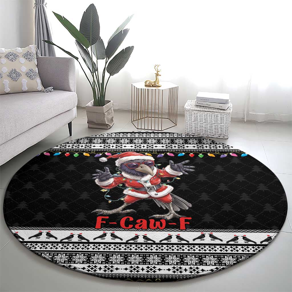 F Caw F Raven Christmas Round Carpet Funny Santa Crow - Wonder Print Shop