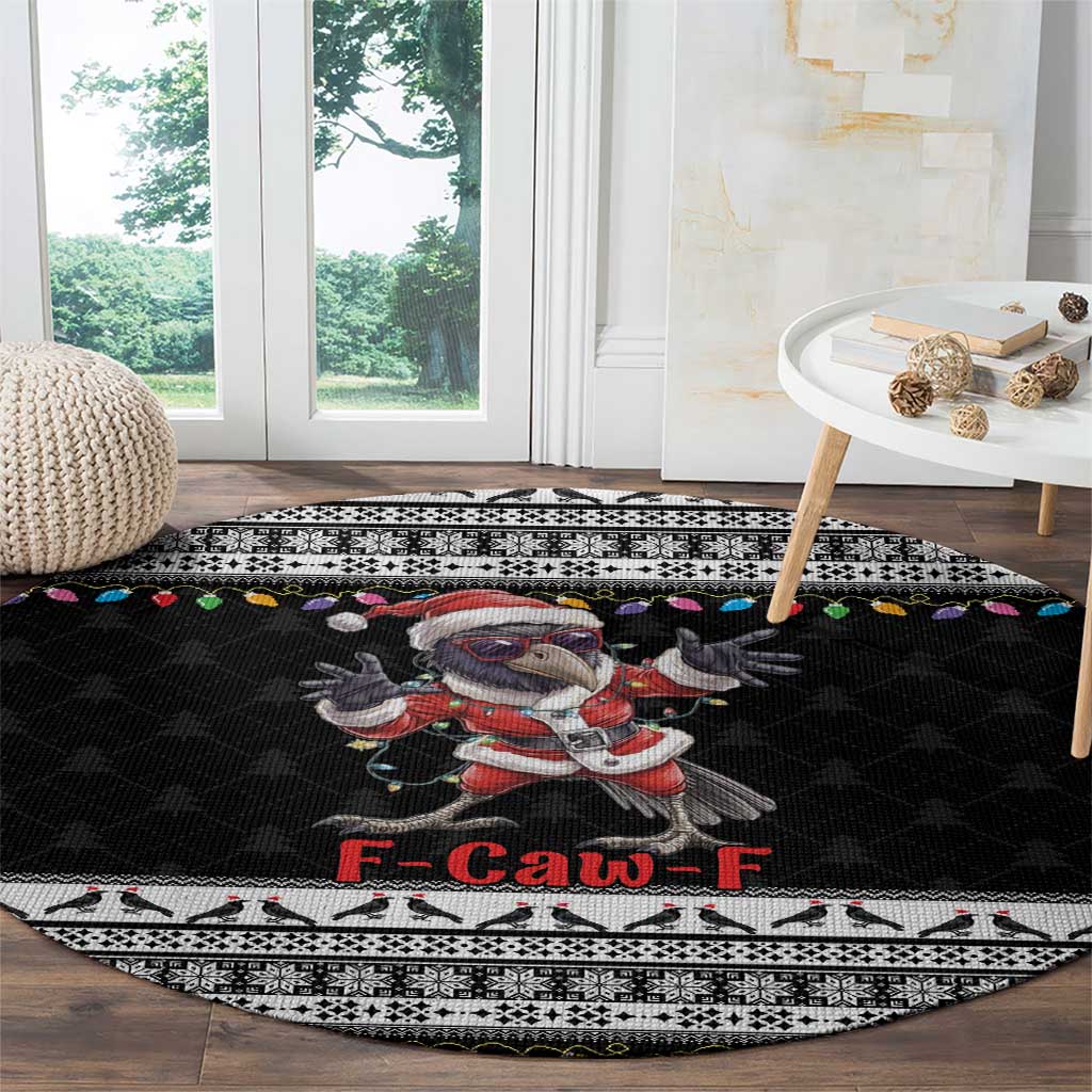 F Caw F Raven Christmas Round Carpet Funny Santa Crow - Wonder Print Shop