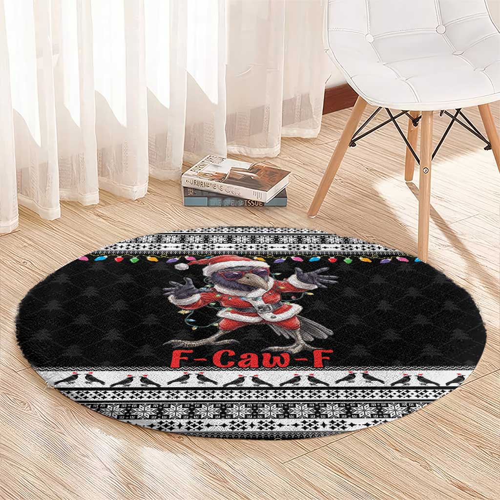 F Caw F Raven Christmas Round Carpet Funny Santa Crow - Wonder Print Shop