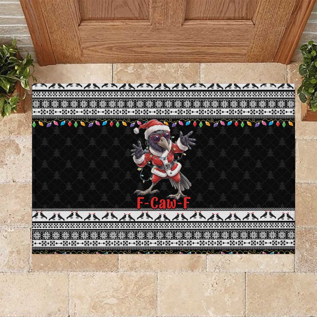 F Caw F Raven Christmas Rubber Doormat Funny Santa Crow - Wonder Print Shop