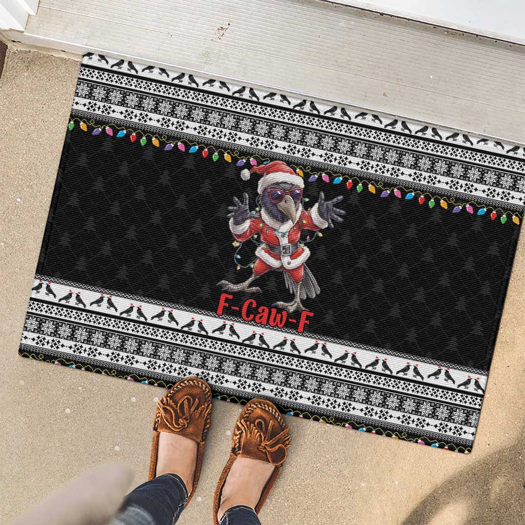 F Caw F Raven Christmas Rubber Doormat Funny Santa Crow - Wonder Print Shop
