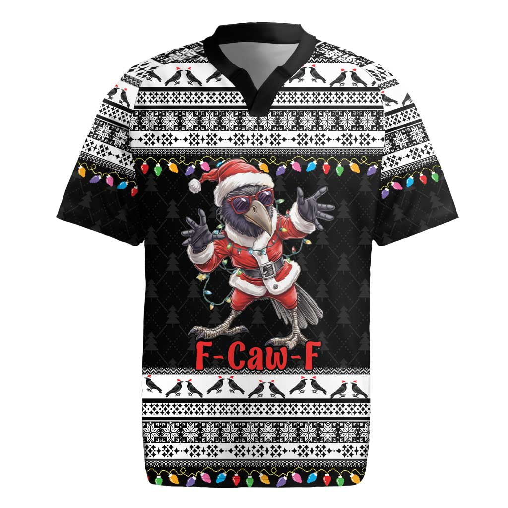 F Caw F Raven Christmas Rugby Jersey Funny Santa Crow - Wonder Print Shop