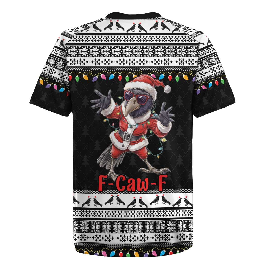 F Caw F Raven Christmas Rugby Jersey Funny Santa Crow - Wonder Print Shop