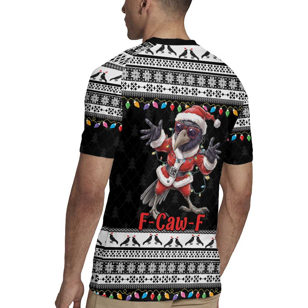 F Caw F Raven Christmas Rugby Jersey Funny Santa Crow - Wonder Print Shop