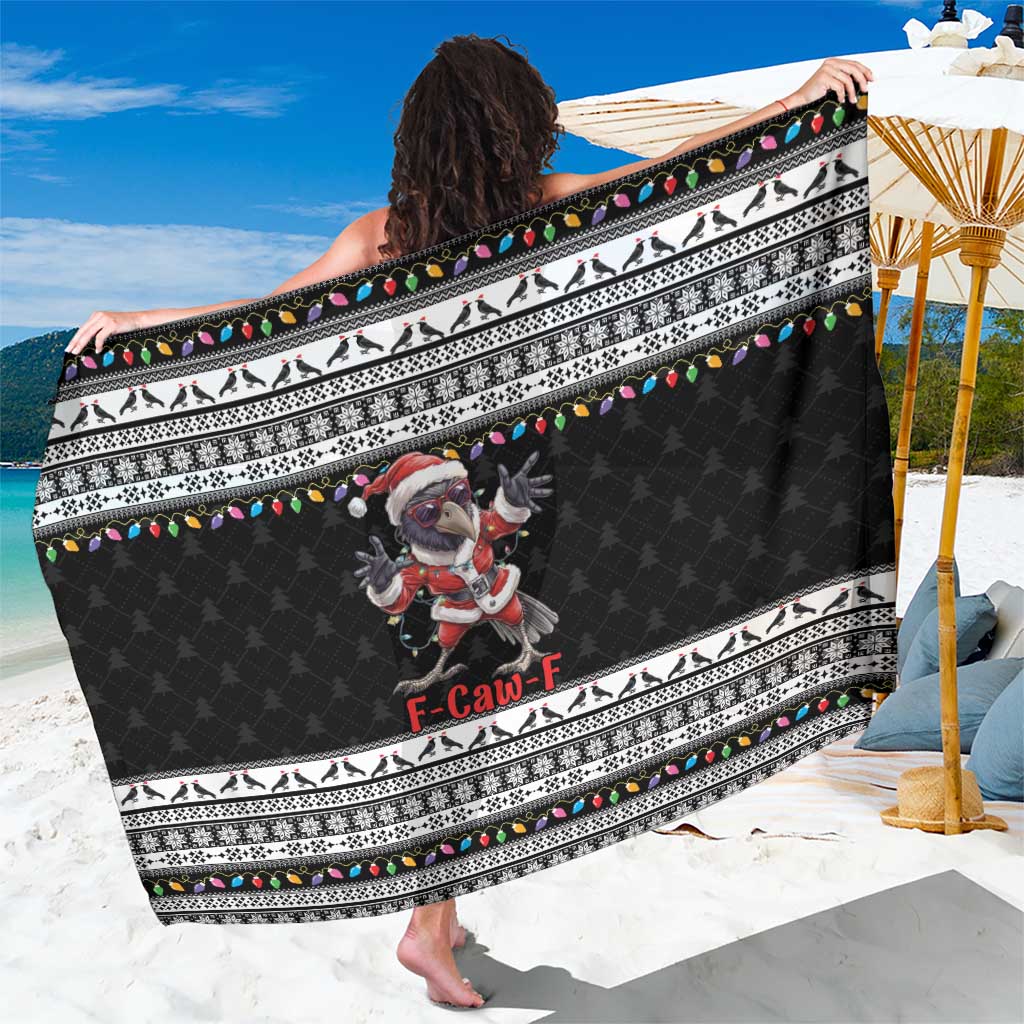F Caw F Raven Christmas Sarong Funny Santa Crow - Wonder Print Shop