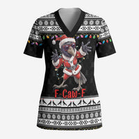 F Caw F Raven Christmas Scrub Top Funny Santa Crow - Wonder Print Shop