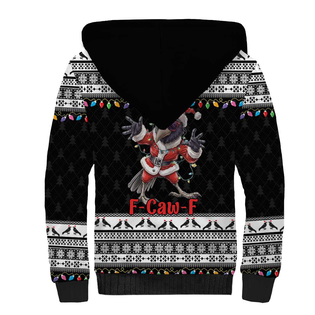 F Caw F Raven Christmas Sherpa Hoodie Funny Santa Crow - Wonder Print Shop