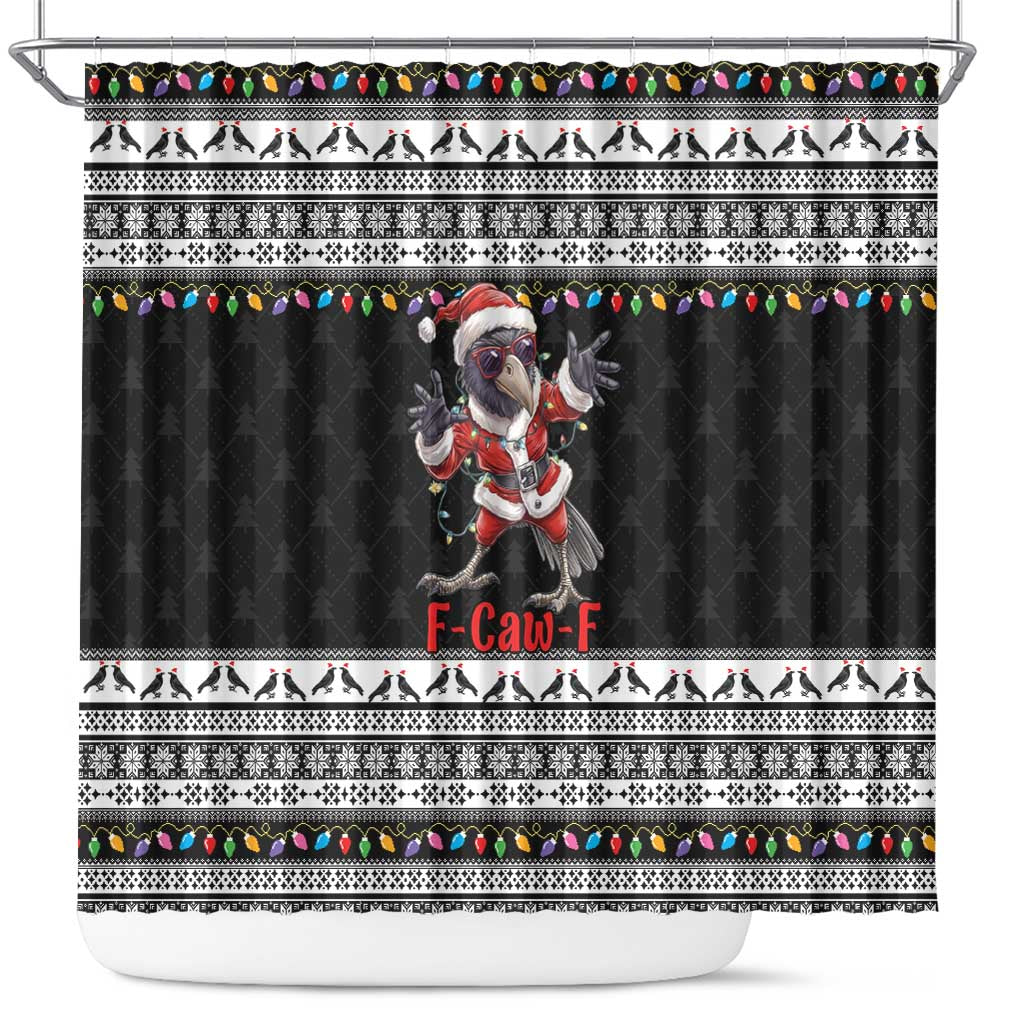 F Caw F Raven Christmas Shower Curtain Funny Santa Crow - Wonder Print Shop