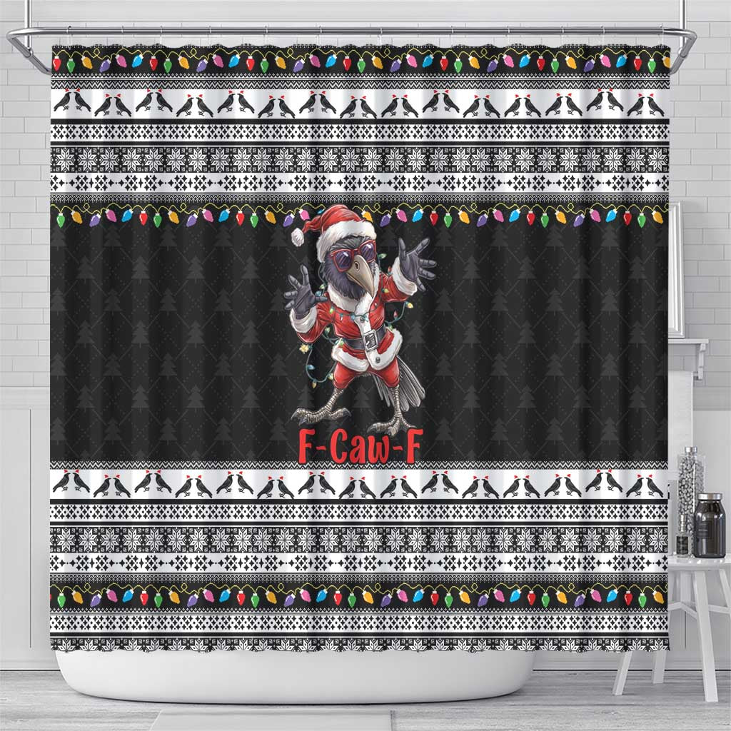 F Caw F Raven Christmas Shower Curtain Funny Santa Crow - Wonder Print Shop