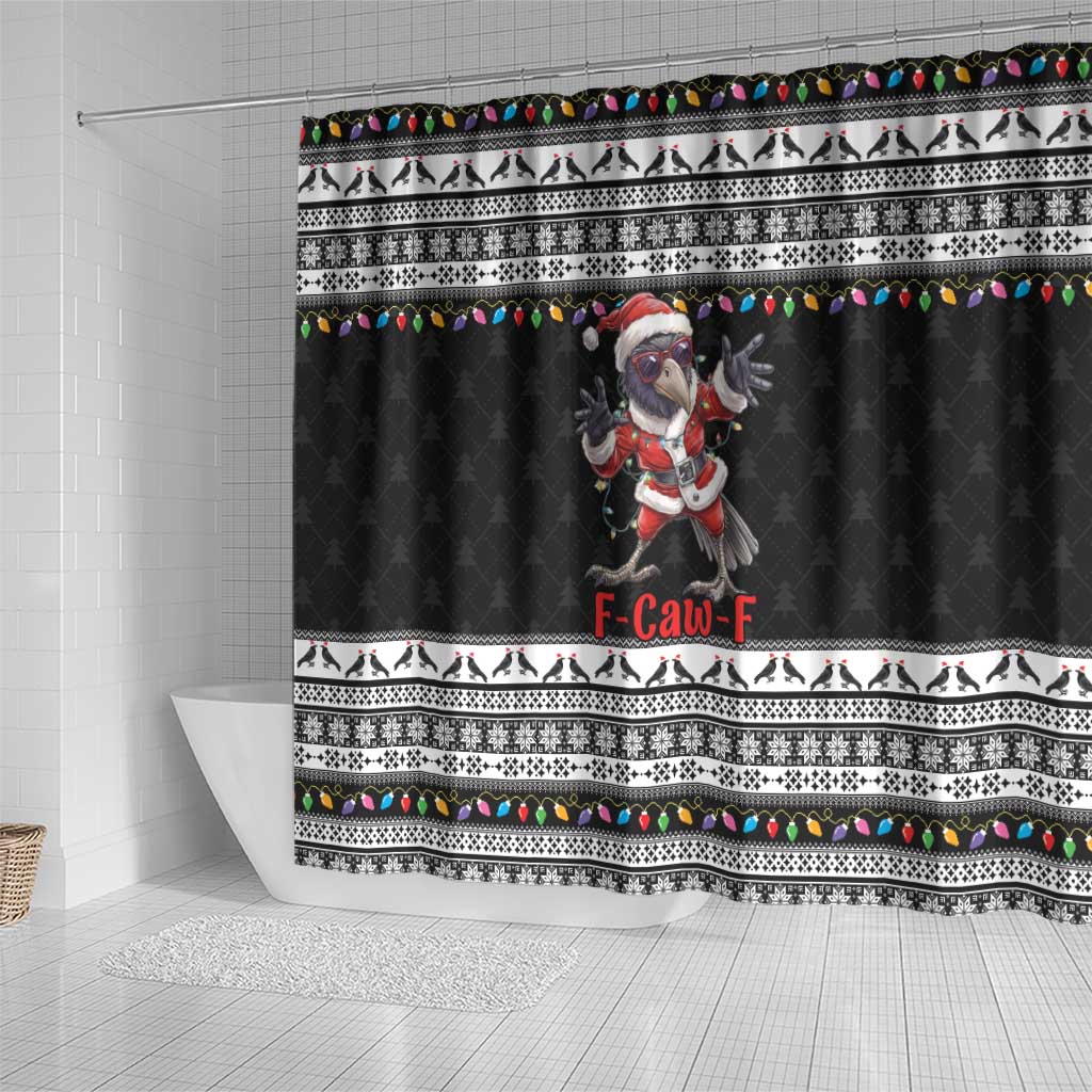 F Caw F Raven Christmas Shower Curtain Funny Santa Crow - Wonder Print Shop