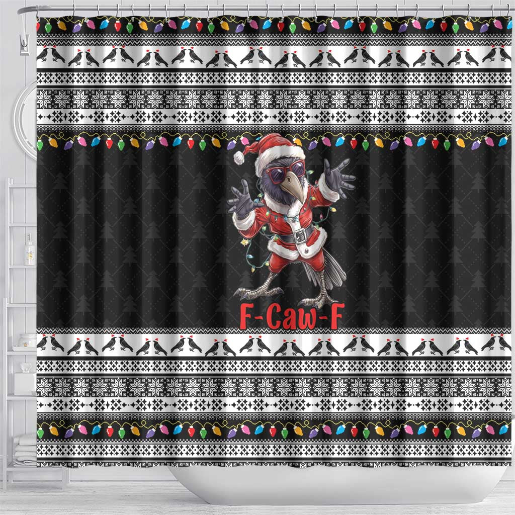 F Caw F Raven Christmas Shower Curtain Funny Santa Crow - Wonder Print Shop