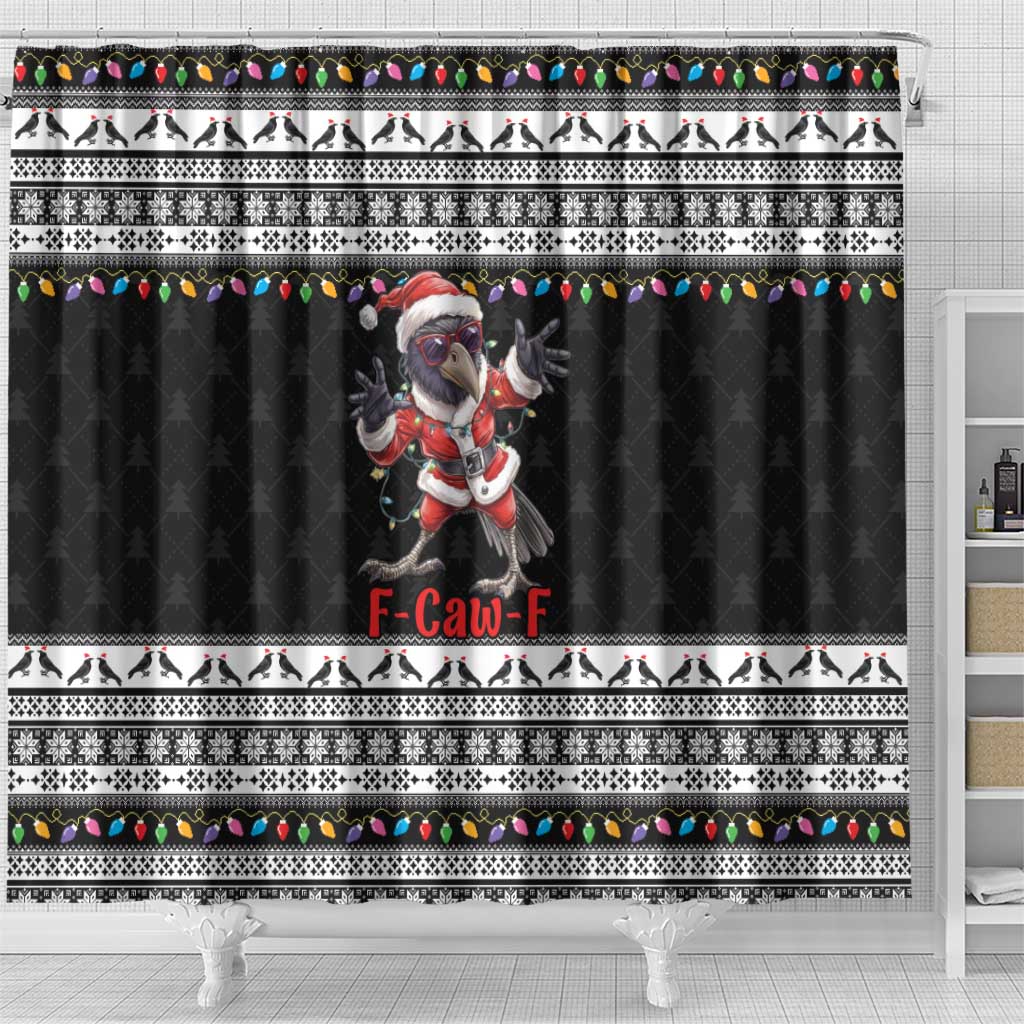 F Caw F Raven Christmas Shower Curtain Funny Santa Crow - Wonder Print Shop