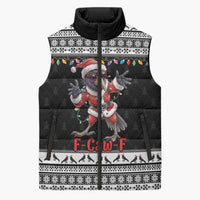 F Caw F Raven Christmas Sleeveless Puffer Jacket Funny Santa Crow - Wonder Print Shop