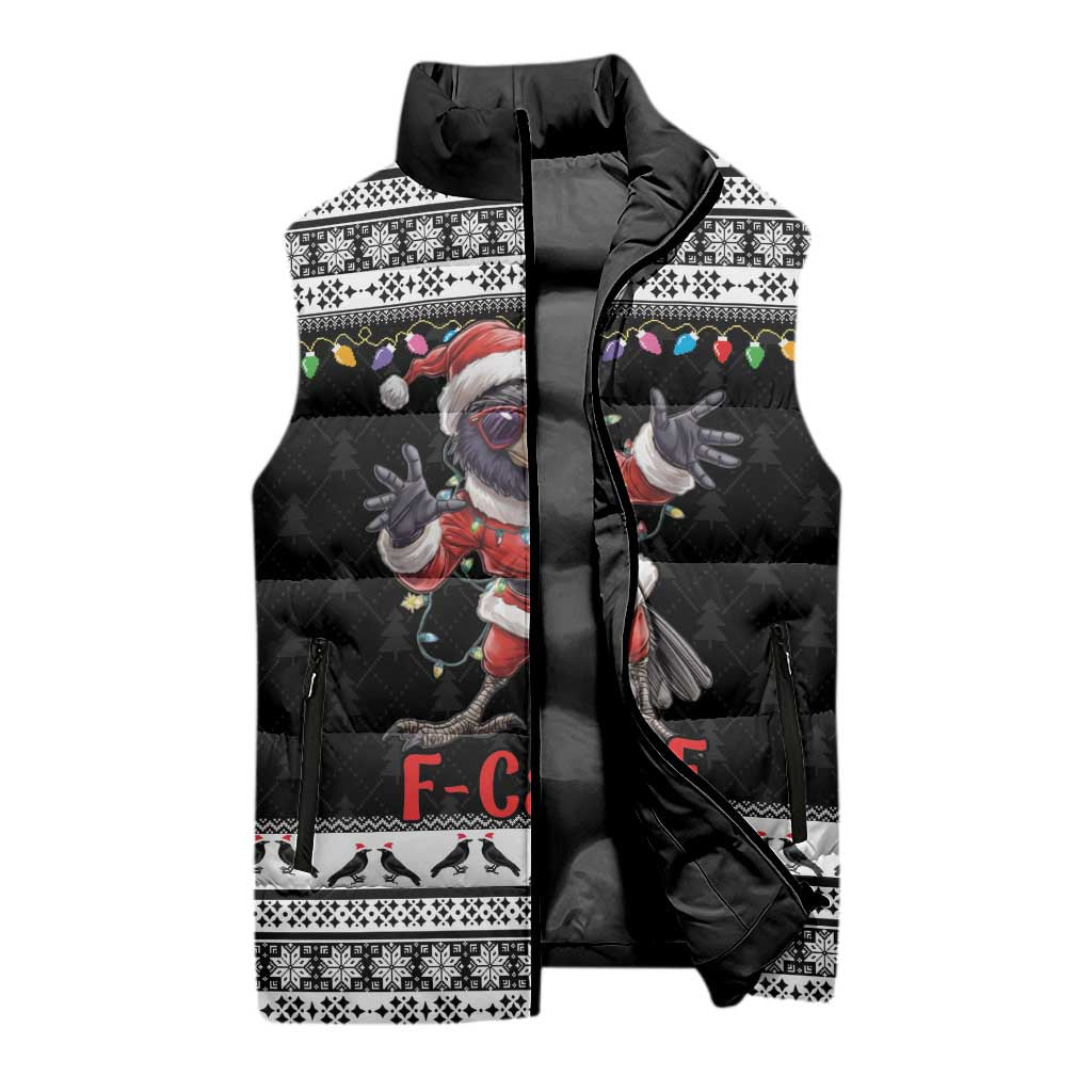F Caw F Raven Christmas Sleeveless Puffer Jacket Funny Santa Crow - Wonder Print Shop