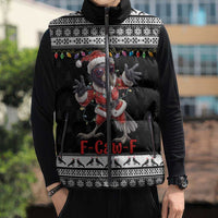 F Caw F Raven Christmas Sleeveless Puffer Jacket Funny Santa Crow - Wonder Print Shop