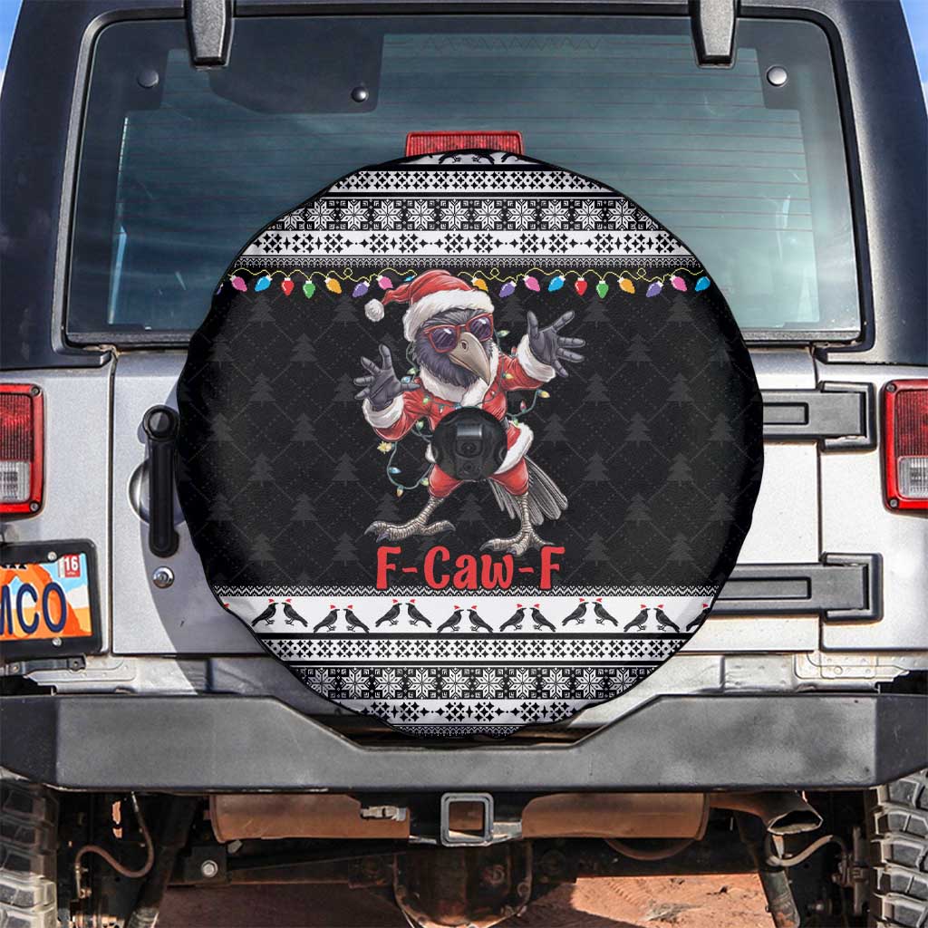 F Caw F Raven Christmas Spare Tire Cover Funny Santa Crow - Wonder Print Shop