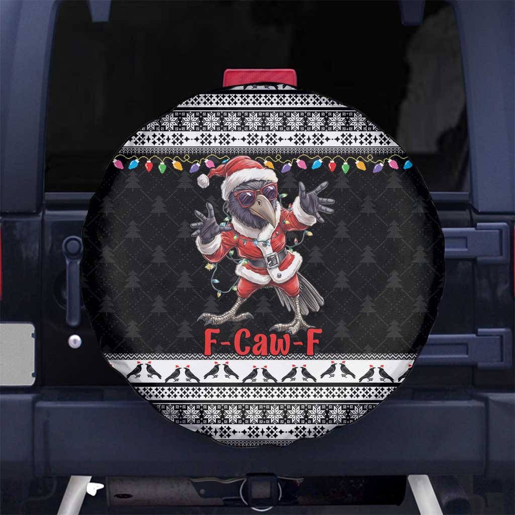 F Caw F Raven Christmas Spare Tire Cover Funny Santa Crow - Wonder Print Shop