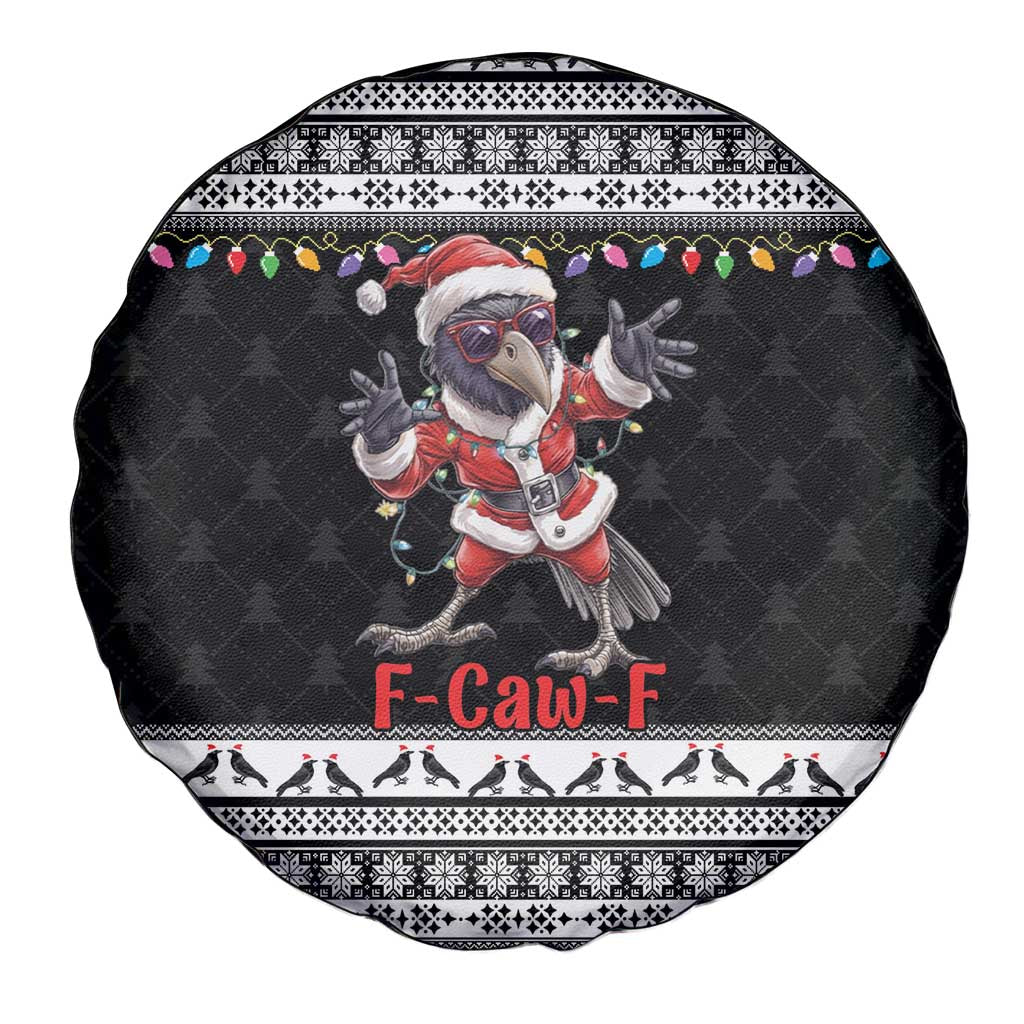 F Caw F Raven Christmas Spare Tire Cover Funny Santa Crow - Wonder Print Shop