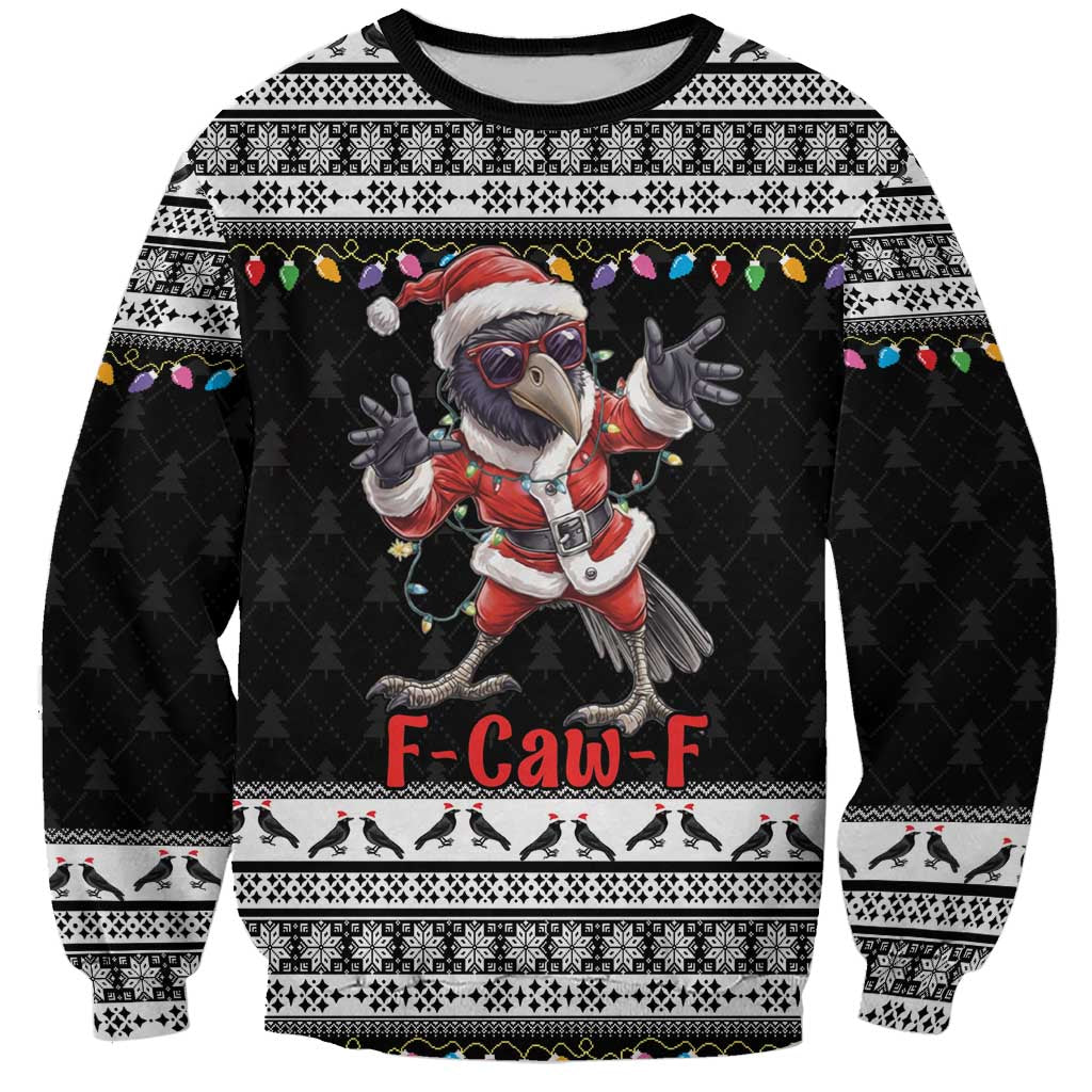 F Caw F Raven Christmas Sweatshirt Funny Santa Crow - Wonder Print Shop