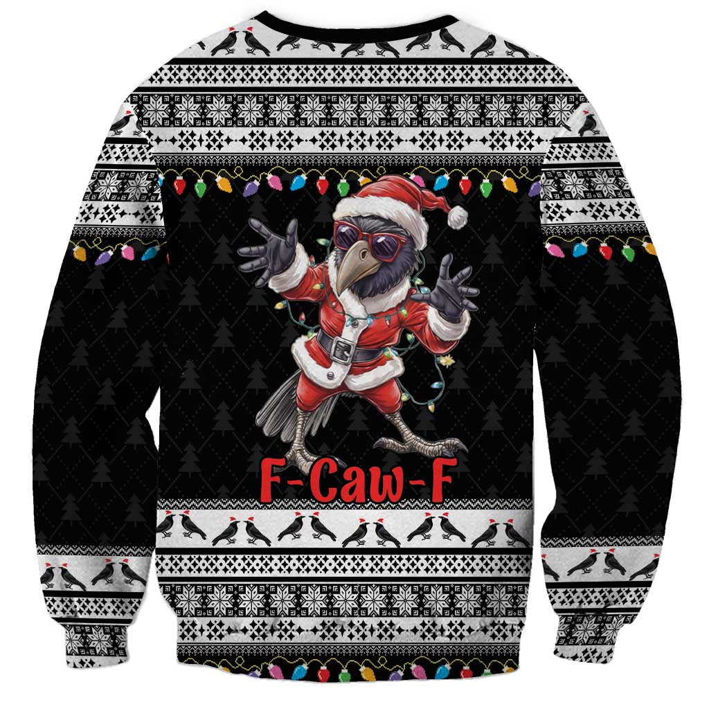 F Caw F Raven Christmas Sweatshirt Funny Santa Crow - Wonder Print Shop