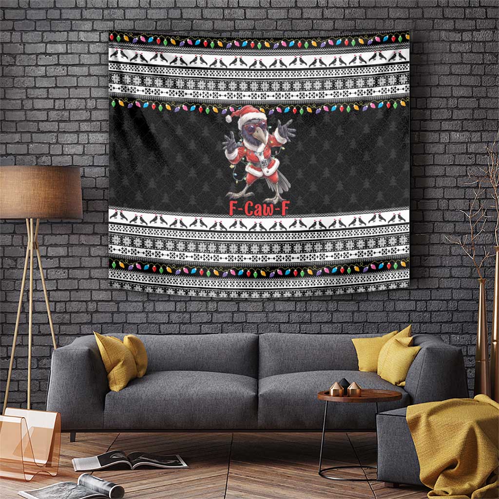 F Caw F Raven Christmas Tapestry Funny Santa Crow - Wonder Print Shop