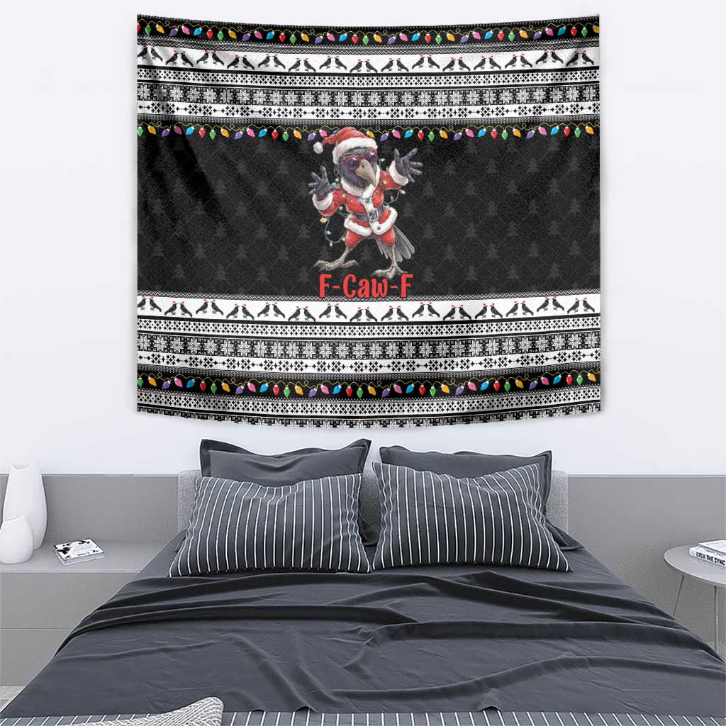F Caw F Raven Christmas Tapestry Funny Santa Crow - Wonder Print Shop
