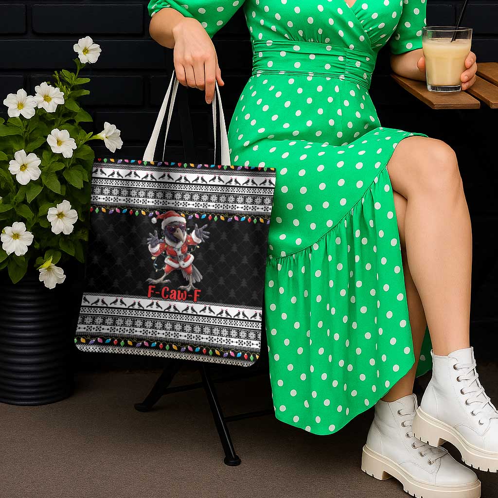 F Caw F Raven Christmas Tote Bag Funny Santa Crow - Wonder Print Shop