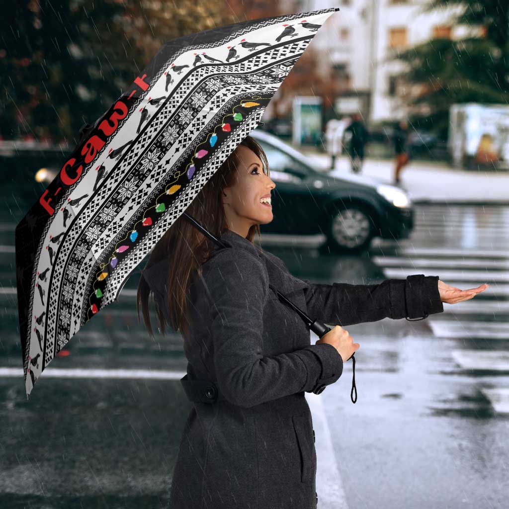 F Caw F Raven Christmas Umbrella Funny Santa Crow - Wonder Print Shop