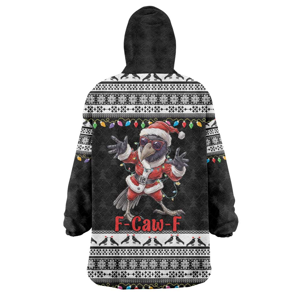 F Caw F Raven Christmas Wearable Blanket Hoodie Funny Santa Crow - Wonder Print Shop