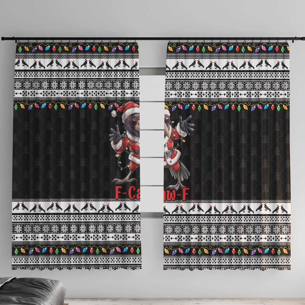 F Caw F Raven Christmas Window Curtain Funny Santa Crow - Wonder Print Shop