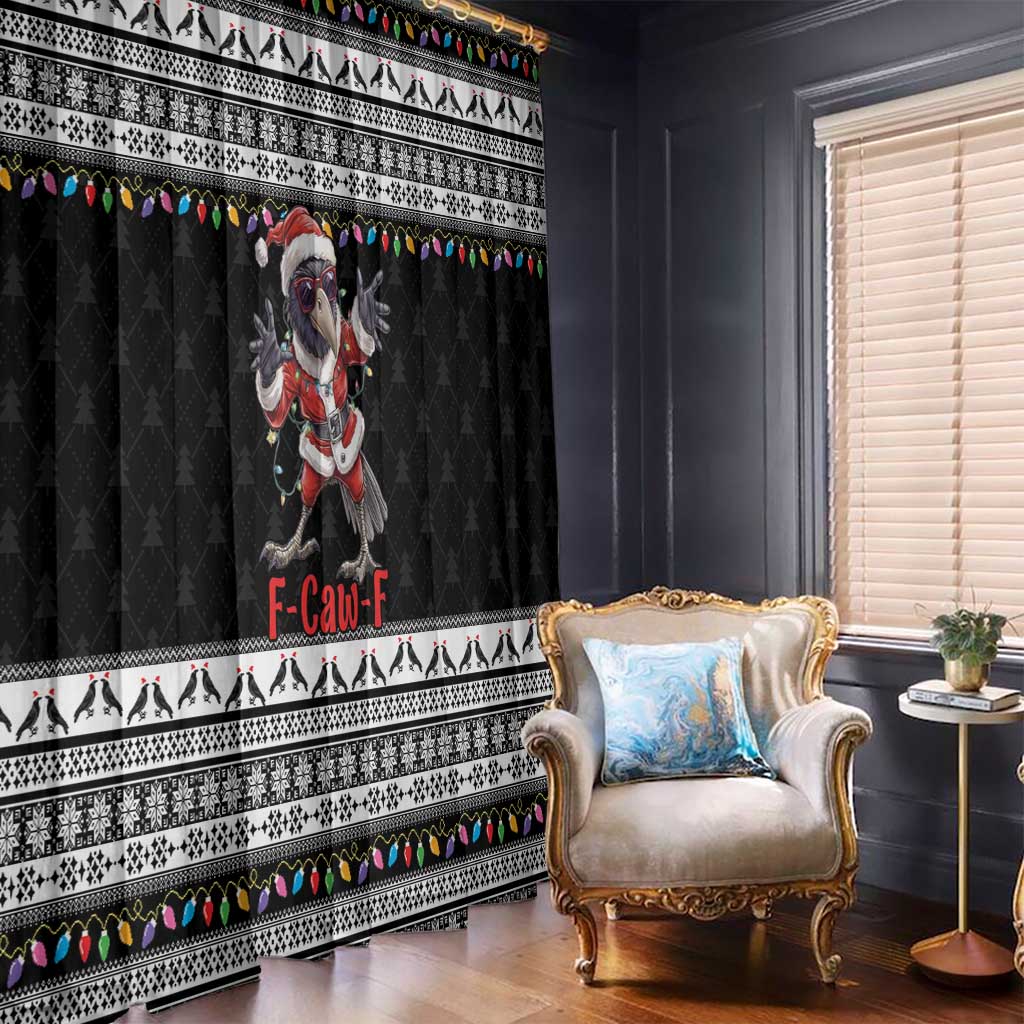 F Caw F Raven Christmas Window Curtain Funny Santa Crow - Wonder Print Shop