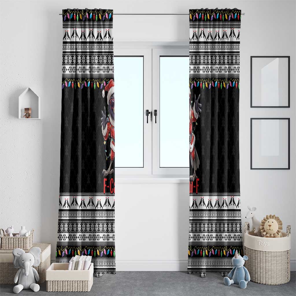 F Caw F Raven Christmas Window Curtain Funny Santa Crow - Wonder Print Shop