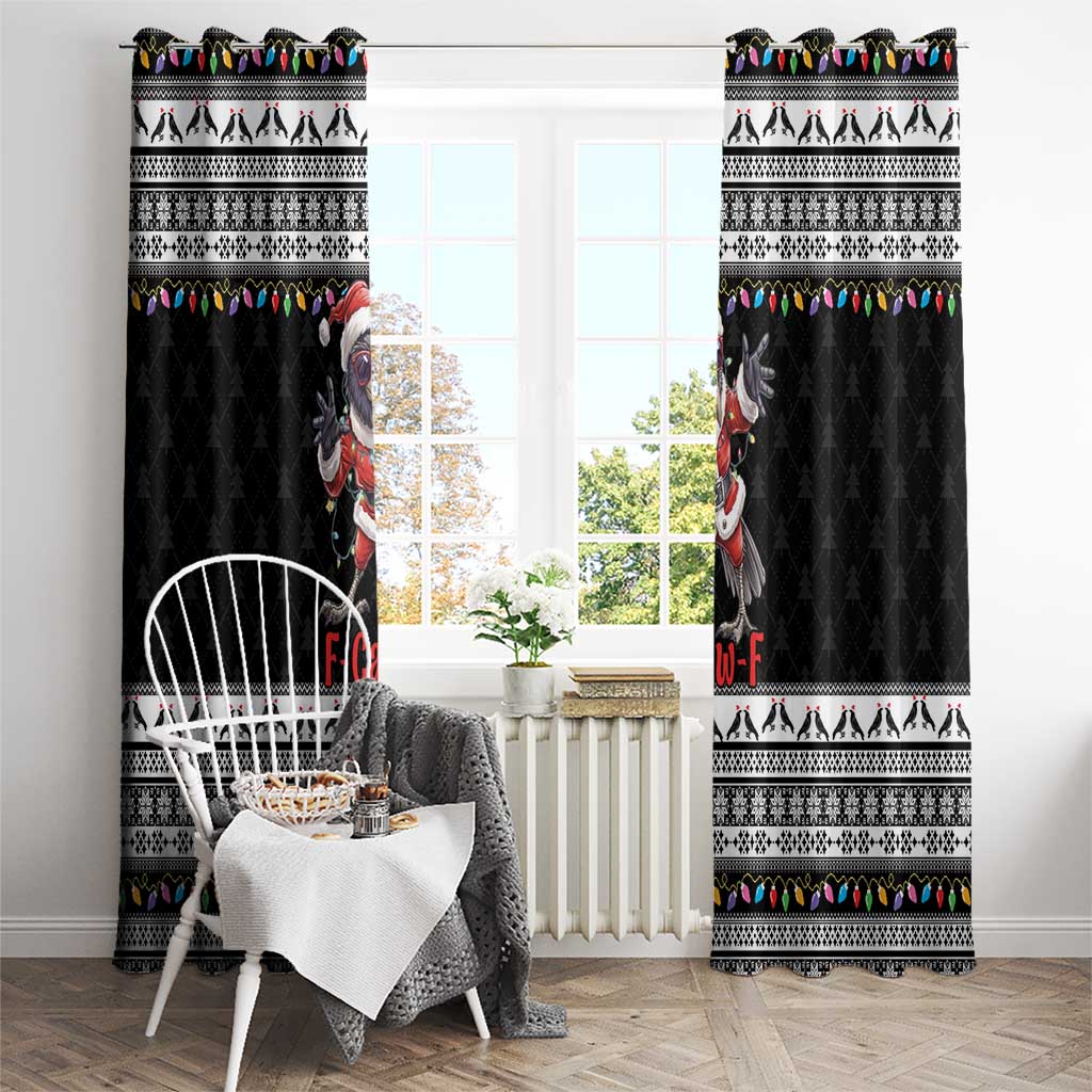 F Caw F Raven Christmas Window Curtain Funny Santa Crow - Wonder Print Shop