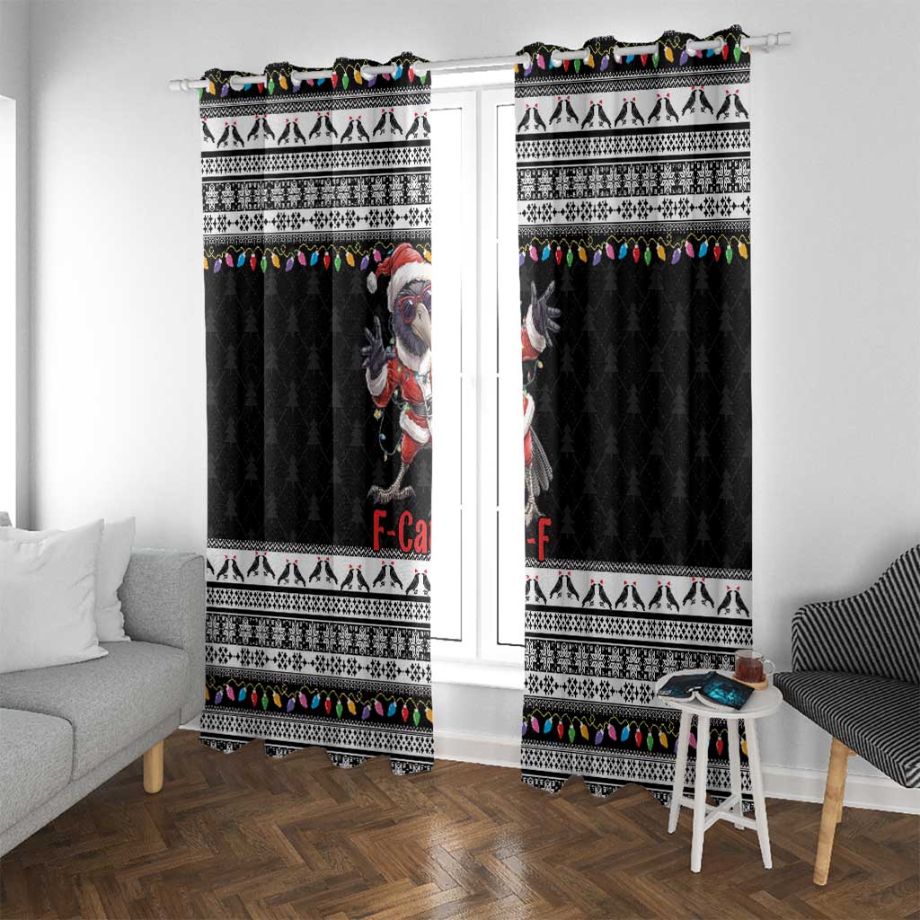 F Caw F Raven Christmas Window Curtain Funny Santa Crow - Wonder Print Shop