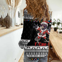 F Caw F Raven Christmas Women Casual Shirt Funny Santa Crow - Wonder Print Shop