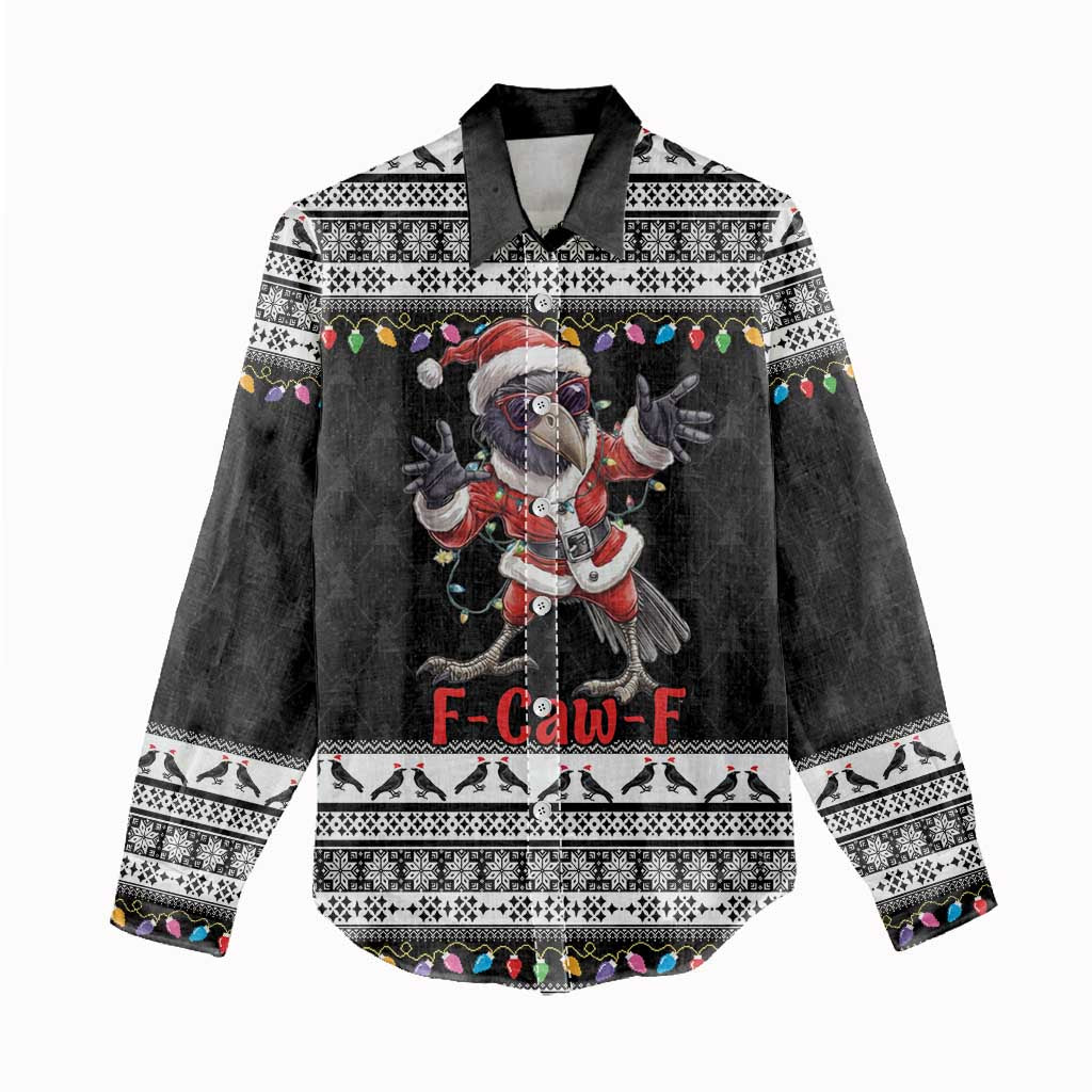 F Caw F Raven Christmas Women Casual Shirt Funny Santa Crow - Wonder Print Shop