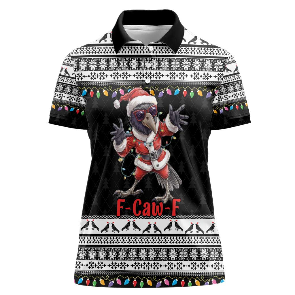 F Caw F Raven Christmas Women Polo Shirt Funny Santa Crow - Wonder Print Shop